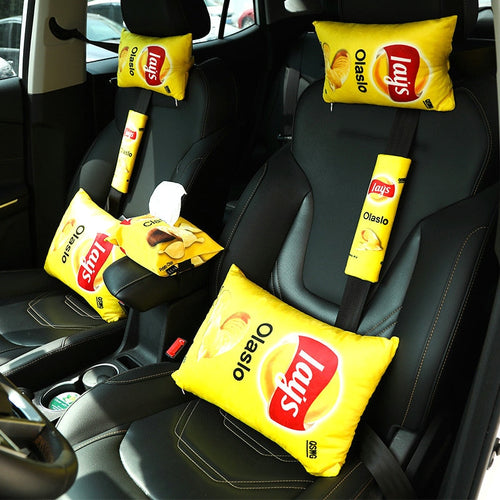 Lays Headrest Pillow/Tissue cover/seat belt