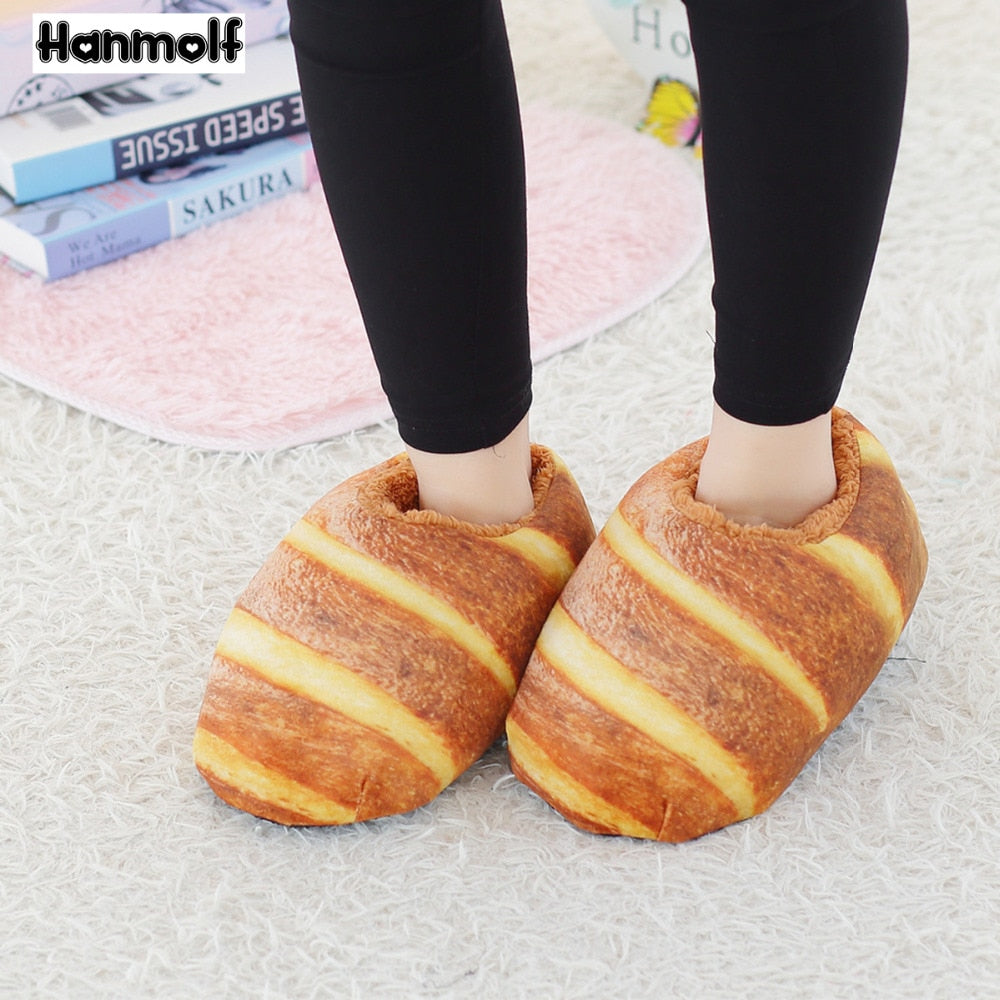 Baked Bread Plush Slippers