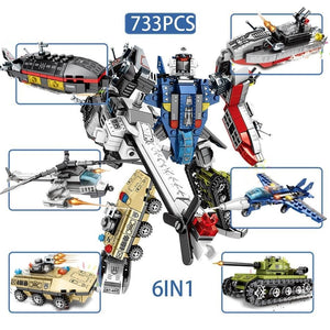 6 in1 Mecha Bot Fleet Transformers  (733pcs)